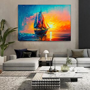 Soyut Yelkenli Kanvası, Yelkenli Tekne, Deniz, Manzara Kanvas Tablo, Tekne Kanvas Baskı