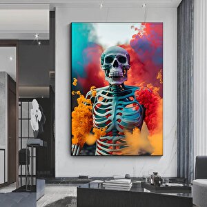 İskelet Kanvas Duvar Sanatı; Sürreal Kanvas Boyama; Modern Ev Dekorasyonu 70x100 cm