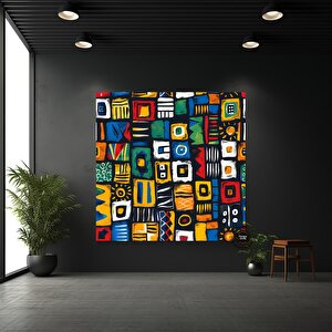 Afrika Desen Kanvas Baskısı; Terrakota Geometrik Tribal Tarzı; Boho Minimal Dekor; Hediyelik