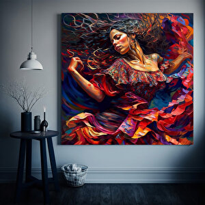 Geleneksel İspanyol Dansçısı Kanvas Tablosu, Kadın Dansçı Temalı Baskı 60x60 cm