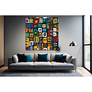 Afrika Desen Kanvas Baskısı; Terrakota Geometrik Tribal Tarzı; Boho Minimal Dekor; Hediyelik