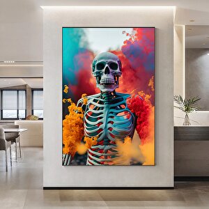İskelet Kanvas Duvar Sanatı; Sürreal Kanvas Boyama; Modern Ev Dekorasyonu 80x120 cm
