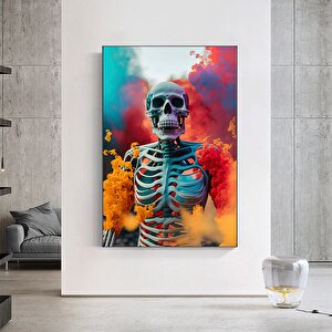 İskelet Kanvas Duvar Sanatı; Sürreal Kanvas Boyama; Modern Ev Dekorasyonu