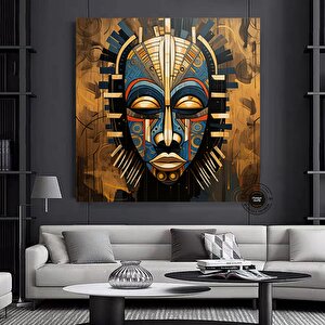 El Yapımı Afrika Maskesi Kanvas | Ruhani Tribal Sanat 50x50 cm