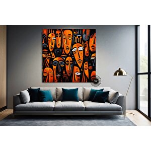 Afrika Kabile Maskesi Kanvas 120x120 cm