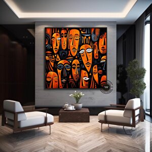 Afrika Kabile Maskesi Kanvas 70x70 cm