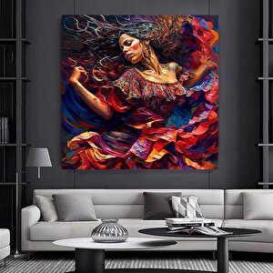 Geleneksel İspanyol Dansçısı Kanvas Tablosu, Kadın Dansçı Temalı Baskı 30x30 cm