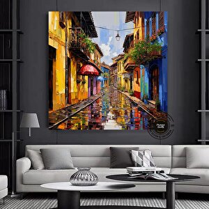 Kolombiya Duvar Sanatı – Cartagena & Bogota Kanvas Baskıları; Kolombiya Ev Dekoru; Latino Sanatı; Ka 70x70 cm