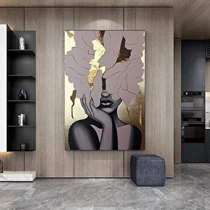 Altın Kadın Kanvas Tablosu, Soyut Kadın Kanvas Baskısı, Moda Duvar Dekoru, Kadın Duvar Tablosu