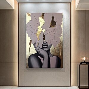 Altın Kadın Kanvas Tablosu, Soyut Kadın Kanvas Baskısı, Moda Duvar Dekoru, Kadın Duvar Tablosu