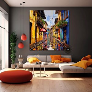 Kolombiya Duvar Sanatı – Cartagena & Bogota Kanvas Baskıları; Kolombiya Ev Dekoru; Latino Sanatı; Ka 100x100 cm