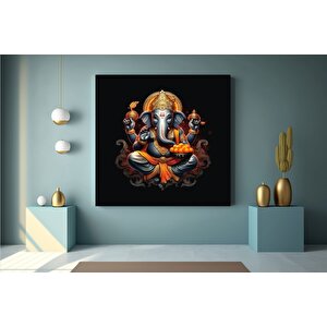 Harika Ganesha Duvar Sanatı – Soyut Sanat, Renkli İlham Veren Ganesha Kanvas Tablosu