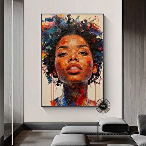 Afrika Kadın Portresi, Afrika Amerikan Kültürü, Afrika Kabilesi Duvar Sanatı 90x180 cm
