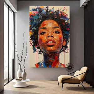 Afrika Kadın Portresi, Afrika Amerikan Kültürü, Afrika Kabilesi Duvar Sanatı