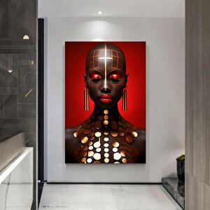 Modern Afrikalı Kadın Kanvas Tablosu; Oturma Odası Dekoru 100x150 cm