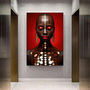 Modern Afrikalı Kadın Kanvas Tablosu; Oturma Odası Dekoru 100x150 cm