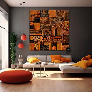 Afrika-amerikan Kültürü Duvar Sanatı; Afrika Kültürü Duvar Dekoru; Kabile Duvar Sanatı; Soyut Kanvas 50x50 cm
