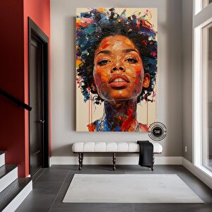 Afrika Kadın Portresi, Afrika Amerikan Kültürü, Afrika Kabilesi Duvar Sanatı 40x60 cm