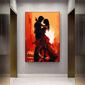 Kanvas Ev Dekoru; Dans Eden Çift Tablosu; Tango Kanvas; Asmaya Hazır 60x90 cm