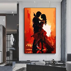 Kanvas Ev Dekoru; Dans Eden Çift Tablosu; Tango Kanvas; Asmaya Hazır 40x60 cm