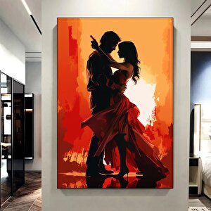 Kanvas Ev Dekoru; Dans Eden Çift Tablosu; Tango Kanvas; Asmaya Hazır 40x60 cm