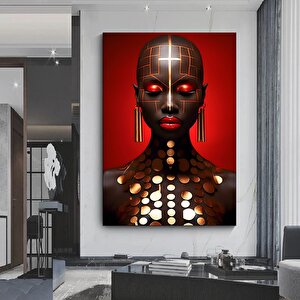 Modern Afrikalı Kadın Kanvas Tablosu; Oturma Odası Dekoru 20x30 cm