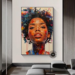 Afrika Kadın Portresi, Afrika Amerikan Kültürü, Afrika Kabilesi Duvar Sanatı 50x70 cm