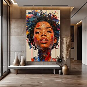 Afrika Kadın Portresi, Afrika Amerikan Kültürü, Afrika Kabilesi Duvar Sanatı 50x70 cm