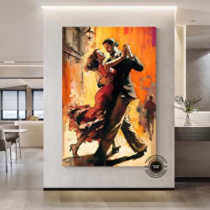 Sokakta Dans Eden Genç Aşıklar Kanvası, Romantik Aşk Dansı Tablosu