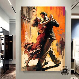 Sokakta Dans Eden Genç Aşıklar Kanvası, Romantik Aşk Dansı Tablosu