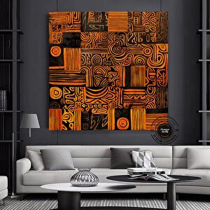 Afrika-amerikan Kültürü Duvar Sanatı; Afrika Kültürü Duvar Dekoru; Kabile Duvar Sanatı; Soyut Kanvas 40x40 cm
