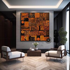 Afrika-amerikan Kültürü Duvar Sanatı; Afrika Kültürü Duvar Dekoru; Kabile Duvar Sanatı; Soyut Kanvas 40x40 cm