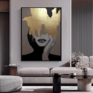 Altın Kadın Kanvas Tablosu; Moda Duvar Dekoru