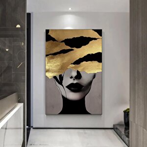 Altın Kadın Kanvas Tablosu; Soyut Kadın Baskısı; Moda Duvar Dekoru 50x70 cm