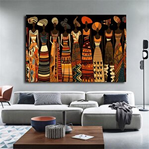 Afrikalı Kadın Sanatı Baskıları, Soyut Afrikalı Kadın Tablosu, Büyük Yatak Üstü Dekoru 120x180 cm