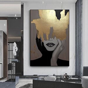 Altın Kadın Kanvas Tablosu; Moda Duvar Dekoru 40x60 cm