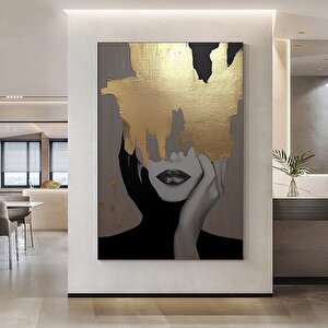 Altın Kadın Kanvas Tablosu; Moda Duvar Dekoru