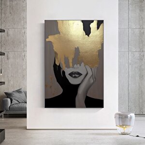 Altın Kadın Kanvas Tablosu; Moda Duvar Dekoru
