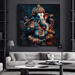Harika Ganesha Duvar Sanatı – Soyut Duvar Sanatı, Renkli İlham Veren Ganesha Kanvas Tablosu 60x60 cm