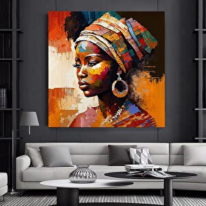 Renkli Afrikalı Kadın Kanvas Sanatı, Afrikalı Amerikalı Sanatı, Modern Sanat Baskısı, Moda Dekor 60x60 cm