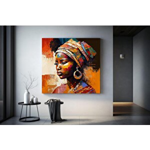 Renkli Afrikalı Kadın Kanvas Sanatı, Afrikalı Amerikalı Sanatı, Modern Sanat Baskısı, Moda Dekor 60x60 cm