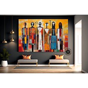 Afrika Kültürü Sanatı, Afrika Duvar Sanatı, Soyut Afrika Sanatı, Yeni Eve Taşınma Hediyesi 90x180 cm