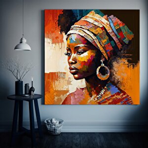 Renkli Afrikalı Kadın Kanvas Sanatı, Afrikalı Amerikalı Sanatı, Modern Sanat Baskısı, Moda Dekor 100x100 cm