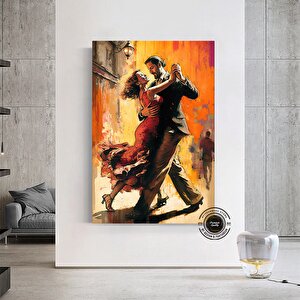 Sokakta Dans Eden Genç Aşıklar Kanvası, Romantik Aşk Dansı Tablosu