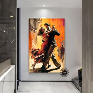 Sokakta Dans Eden Genç Aşıklar Kanvası, Romantik Aşk Dansı Tablosu 80x160 cm
