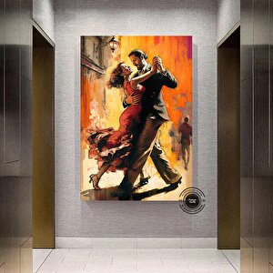 Sokakta Dans Eden Genç Aşıklar Kanvası, Romantik Aşk Dansı Tablosu 80x160 cm
