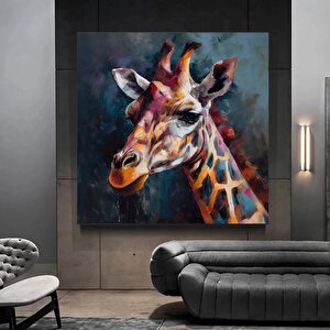Renkli Sevimli Zürafa Duvar Sanatı; Zürafa Duvar Dekoru; Renkli Hayvan Kanvas Tablosu
