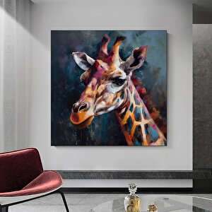 Renkli Sevimli Zürafa Duvar Sanatı; Zürafa Duvar Dekoru; Renkli Hayvan Kanvas Tablosu