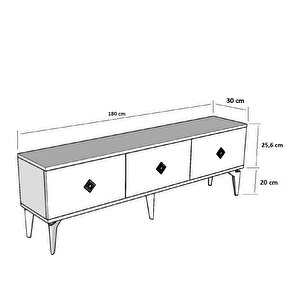 Cenneyra 180 Cm 3 Kapaklı Tv Sehpası (alt Modül) beyaz-altın