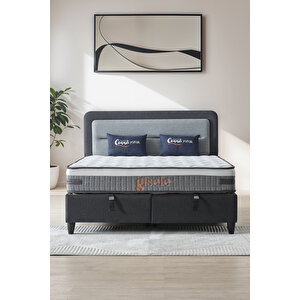 Gisele Modeli Full Ortopedik Çift Kişilik Pedli Yataklı Baza Ve Başlık Takımı 3 Lü Set 150x200 cm